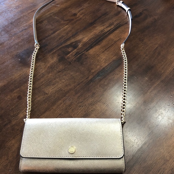 Coach Gold Shimmery Crossbody Waller - Picture 1 of 3